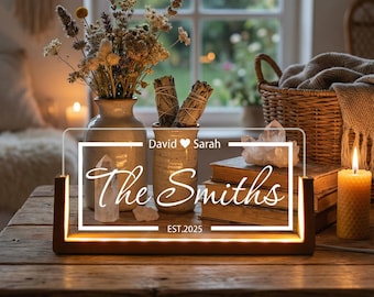Custom Couples Name Light,Anniversary Gift,Names and Date Lamp,Wedding Gift for Couple,Valentines Day Gift,Romantic Gift for Her,Home Decor