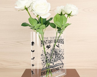 The Tortured Fantasy Readers Department Acrylic Book Vase, Book Lover Gift, Book Club Gifts, Bookish Decor, Book Shaped Flower Vase