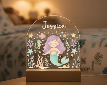 Personalised LED Girl Night Light,Custom Name Acrylic Lamp,Birthday Gift For Girl,Baby Room Decor,Mermaid Light,Nursery Decor
