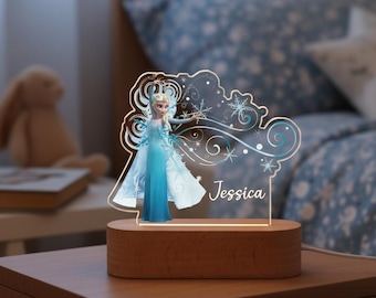 Personalized Elsa Frozen Night Light,Nursery Decor,Acrylic Kid Room Lamp,Birthday Gift,Cartoon Night Light,Baby Night Lamp,Gift for Daughter