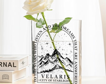 ACOTAR Velaris City Of Starlight Night Court acryl boekenvaas, cadeau boekenliefhebber, lezers boekenvaas, leesgrage decor, boekvormige bloemenvaas