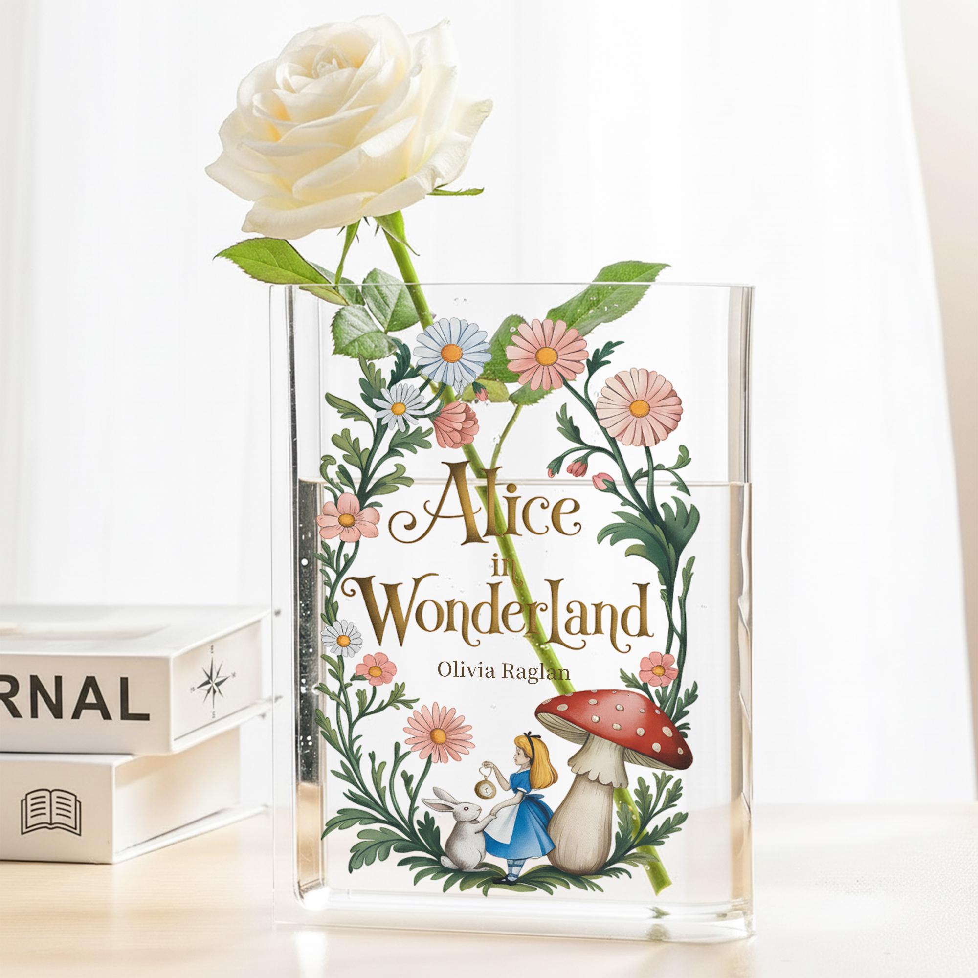 Alice in Wonderland Acrylic Book Vase, Storybook Fantasy Room Decor ...