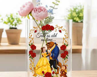 Beauty and the Beast Novel Christmas Acrylic Book Vase, Library Flower Vase, Bookish Home Decor, Bookshelf Decor, Classic Novel Lover Gift