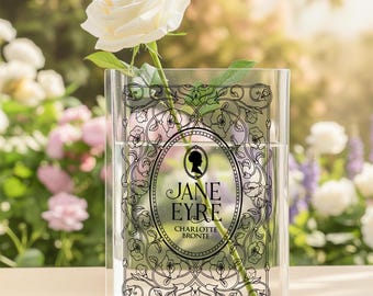 Jane Eyre Acrylic Book Vase, Classic Literature Home Decor, Elegant Floral Arrangement Vase, Bookish Room Accent, Literary Gift for Her