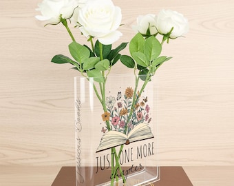 Personalized Acrylic Book Vase, Home Decor, Book Lover Gift, Library Vase, Bookish Gift, Book Shaped Vase, Bookshelf Decor, Custom Name Gift