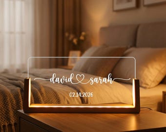 LED Couples Name Light,Anniversary Gift,Names and Date Lamp,Wedding Gift for Couple,Valentines Day Gift,Romantic Gift for Her,Home Decor
