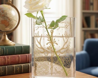 You Do Not Yield Acrylic Book Vase, Aelin Galathynius,Book Lover Gift,Throne of Glass Inspired Sarah J Maas Merch,Library Vase,Bookish Decor