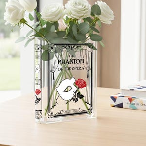 The Phantom Of The Opera Acrylic Book Vase, Fantasy Book Lover Gift, Library Bookish Gift, Bookshelf Decor, Bookworm Vase, Classic Novel image 5