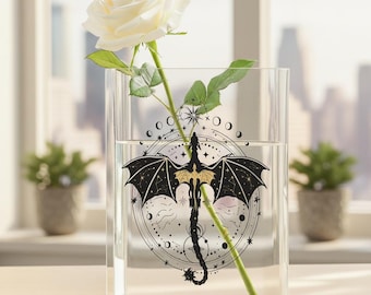 Basgiath War College Acrylic Book Vase, Fourth Wing Flower Vase, Book Lover Gift, Fantasy Bookshelf Decor, Library Vase, Bookworm Vase