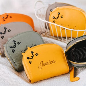 Benutzerdefinierte niedliche Katze Kartenhalter, personalisierte Kartenhalter, Kreditkartenhalter, Geldbörse, Mini Karte Brieftasche, Geschenk für sie, Kartenhalter Brieftasche