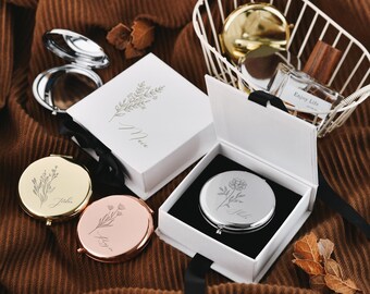 Kompaktspiegel Mit Vergrößerung – 24 Stück Set – Rund, 7 Cm Durchmesser – Vintage Roségold Mit Diamanten – Perfekt Für Handtasche & Geschenke