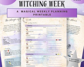 The Witching Week | 14-Page Printable Witchy Weekly Planner | Magical Digital Bundle for Witches | Magic Undated Layout Download