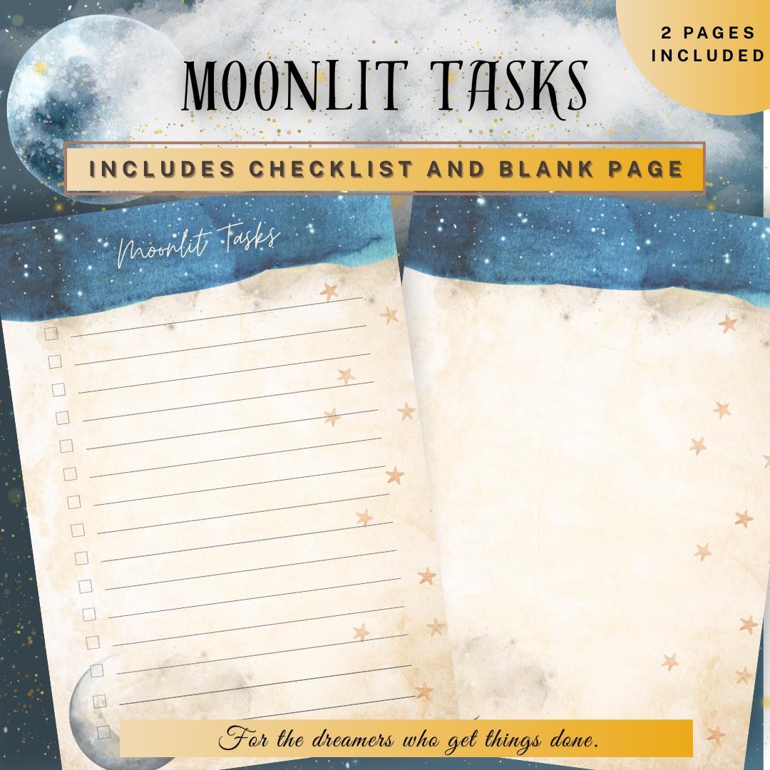 Moonlit Tasks | Magical Printable To-do List (2 Pages – US Letter & A5 ...