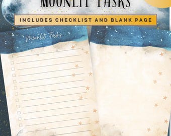 Moonlit Tasks | Magical Printable To-Do List (2 Pages – US Letter & A5 Sizes)