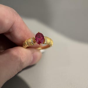1.5ct Lab Created Ruby Ring Vintage Style Gold Plated | S925 Sterling Silver Ring for Women | July Birthstone, anniversary gift