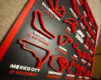 2026 Formula 1 F1 Grand Prix Calendar | 3D Printed Wall Desk Calendar | Perfect for F1 Fan | Desk Stand Included