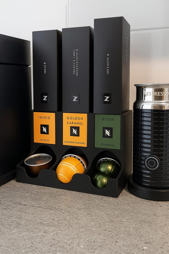 Nespresso Vertuo Pod Holder Dispenser | Vertuo Capsule Organizer for 3 Boxes | Coffee Pod Storage Rack | Countertop Coffee Station Organizer