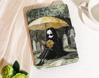 Gothic Girl Reading in Cemetery Kindle Case,Kindle Paperwhite 2025 Case,Kobo Clara Bow Case,Kindle 12th/2024(6") Case,Spooky for Halloween