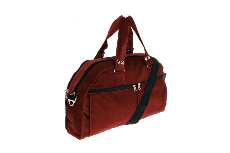 Red Corduroy messenger padded laptop bag Overnight Bag Etsy