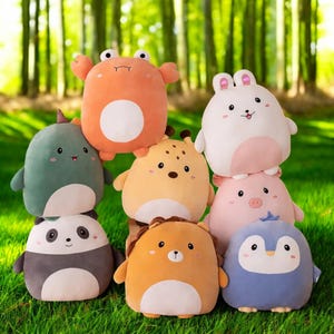 Adorable kawaii zoo animal plush pillow—super soft plushie doll, perfect cuddly gift for kids’ birthdays, naps, or playtime fun.