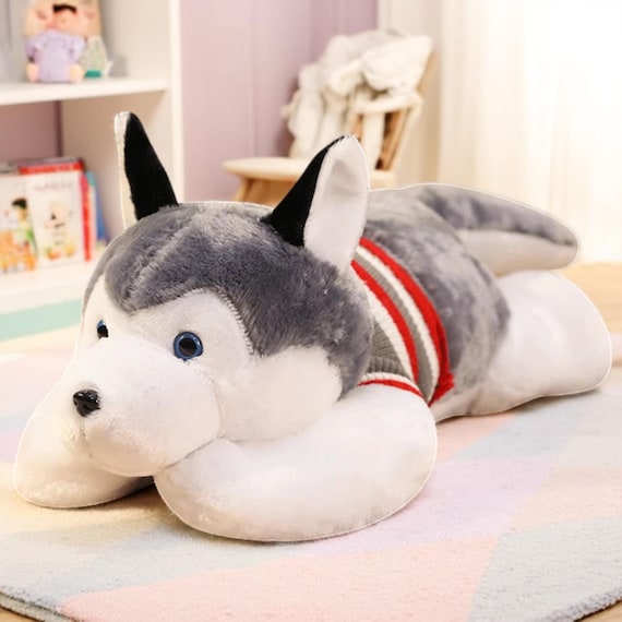 Almohada de peluche Jumbo Husky: peluche suave, cojín de cuerpo