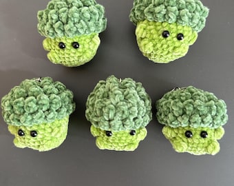 Llavero de brócoli de ganchillo, amigurumi de verduras kawaii, peluche hecho a mano, regalo divertido y saludable, adorno para bolso