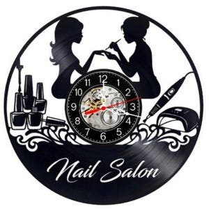 Vinylväggklocka för nagelsalong, nagelteknikerpresent, manikyrdekor, nagelkonststudioskylt, nagelteknikerpresent, väggkonst för nagelsalong