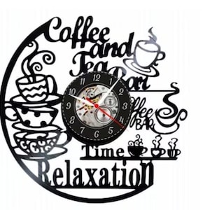 Coffee & Tea Bar Vinyl Wall Clock - A Relaxation Timepiece