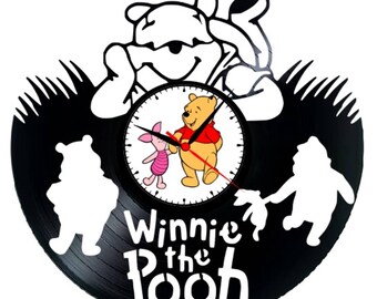 Winnie the Pooh- Handcrafted Vinyl Record Wall Clock - Collectors Edition
