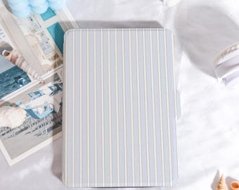 Light Blue Striped Kindle Case Customized for Paperwhite 1/2/3/4, Kobo Cover, Kindle Paperwhite Case, Kindle 12th Gen, Paperwhite 6"/7"
