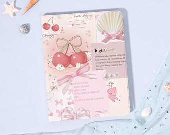 Pink Cherry Girl Quotes 2024iPad7/8/9/10 Air Mini3/5/6th Gen Pro11/12.9"Inch Cover Flip Book Case Pencil Holder Auto Wake/Sleep,Gift for Her