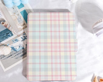 Pink Blue Plaid Kindle Case Customized for Paperwhite 1/2/3/4, Kobo Cover, Kindle Paperwhite Case, Kindle 12th Gen, Paperwhite 6"/7"