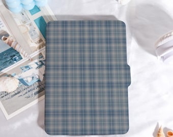 Blue Plaid Youthful Kindle Case Customized for Paperwhite 1/2/3/4, Kobo Cover, Kindle Paperwhite Case, Kindle 12th Gen, Paperwhite 6"/7"