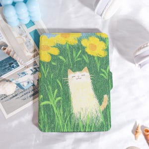 Cat in Flowers Sunny Kindle Case Customized for Paperwhite 1/2/3/4, Kobo Cover, Kindle Paperwhite Case, Kindle 12th Gen, Paperwhite 6&quot;/7&quot;