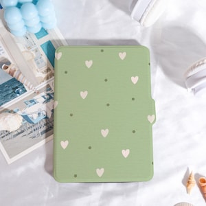 Green Love Simplicity Kindle Case Customized for Paperwhite 1/2/3/4, Kobo Cover, Kindle Paperwhite Case, Kindle 12th Gen, Paperwhite 6&quot;/7&quot;