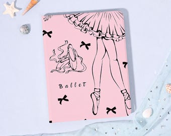Pink Ballet Girl 2024iPad7/8/9/10 Air Mini3/5/6th Gen Pro11/12.9"Inch Cover Flip Book Case Pencil Holder Auto Wake/Sleep,Gift for Her