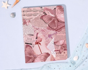 Pink Butterfly Collage 2024iPad7/8/9/10 Air Mini3/5/6th Gen Pro11/12.9"Inch Cover Flip Book Case Pencil Holder Auto Wake/Sleep,Gift for Her