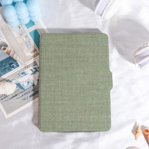 Green Simplicity Flax Kindle Case Customized for Paperwhite 1/2/3/4, Kobo Cover, Kindle Paperwhite Case, Kindle 12th Gen, Paperwhite 6&quot;/7&quot;