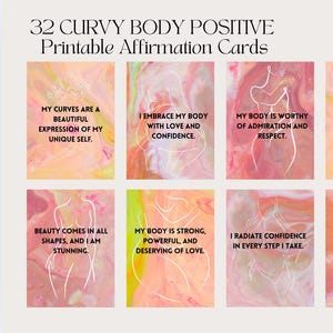 32 Cartões de Afirmação Positiva de Corpo Curvilíneo