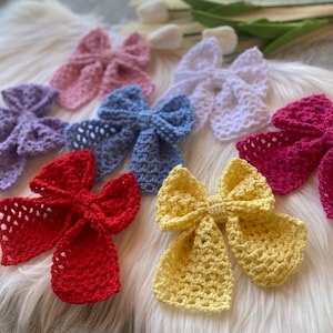Crochet Hair Bow Clip: Handmade Cotton Cottagecore Hair Accessory
