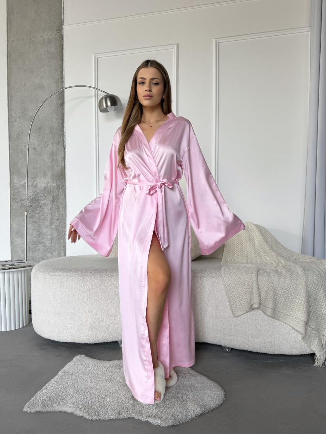 Long Silk Robe for Women Armani Silk Floor Lenght 138 Cv S to XL Belted ...