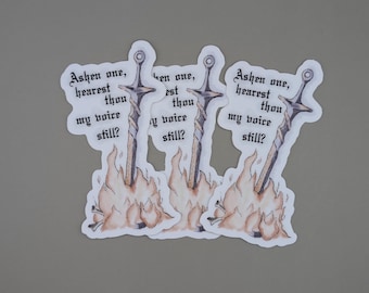 Paquete de tres pegatinas de acuarela con la cita de la Guardiana del Fuego de Dark Souls 3