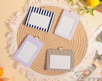 Minimalistische strepen ID-kaarthouder, aangepaste leren badgehoes voor vrienden, spookachtig cadeau, kaarthouder Witch Ghost Pumpkin, Halloween-werkaccessoire