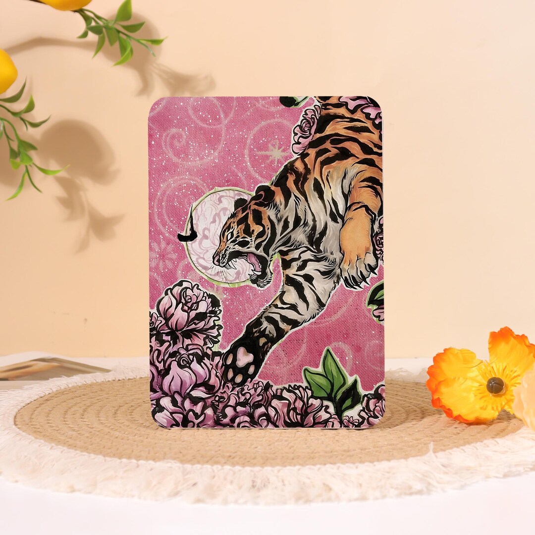 Tiger Floral E-reader Case With Hand Strap for Kobo Clara Color, Libra ...