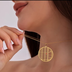 Gepersonaliseerde kaartketting, ketting kaartcoördinaten, aangepaste kaartketting, Where We Met kaartketting, uniek cadeau paar, eerste kus-ketting