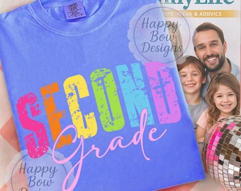Diseño de sublimación PNG de regreso a clases de segundo grado, estudiante preppy y coqueta, regalo de agradecimiento para maestros de segundo grado, camisetas para maestros