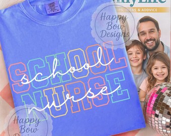 Comfort Colors School Nurse Svg Png, Back to School Nurse Shirt Design, Cute Medical Staff Graphic Tee, Sublimation, Digital Download Png