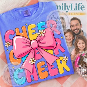 Cheer Coquette Bow Png Svg, Preppy Cheer Mom Shirt Design, Cute Game Day Spirit Graphic Tee, Fall Sublimation, Digital Download, Cheer Png
