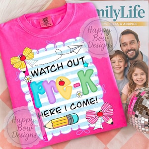 Watch Out Pre-K Here I Come PNG, Back to School Sublimation Design, Cute Preschool Shirt PNG for First Day of School Kids Digital Download