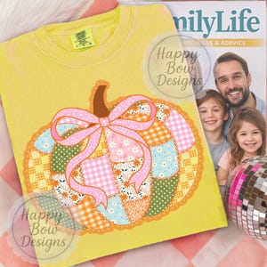 Preppy Floral Fall Lace Pumpkin PNG Sublimation Design with Bows Soft Autumn Colors and Cute Style for Shirts Mugs Totes Crafts Fall Gift